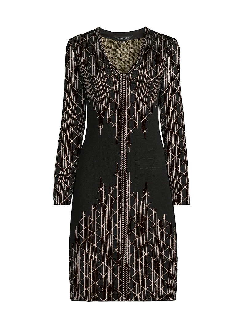 Missy Lurex-Knit Sheath Knee-Length Dress