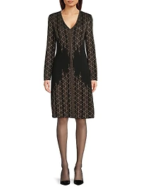Missy Lurex-Knit Sheath Knee-Length Dress