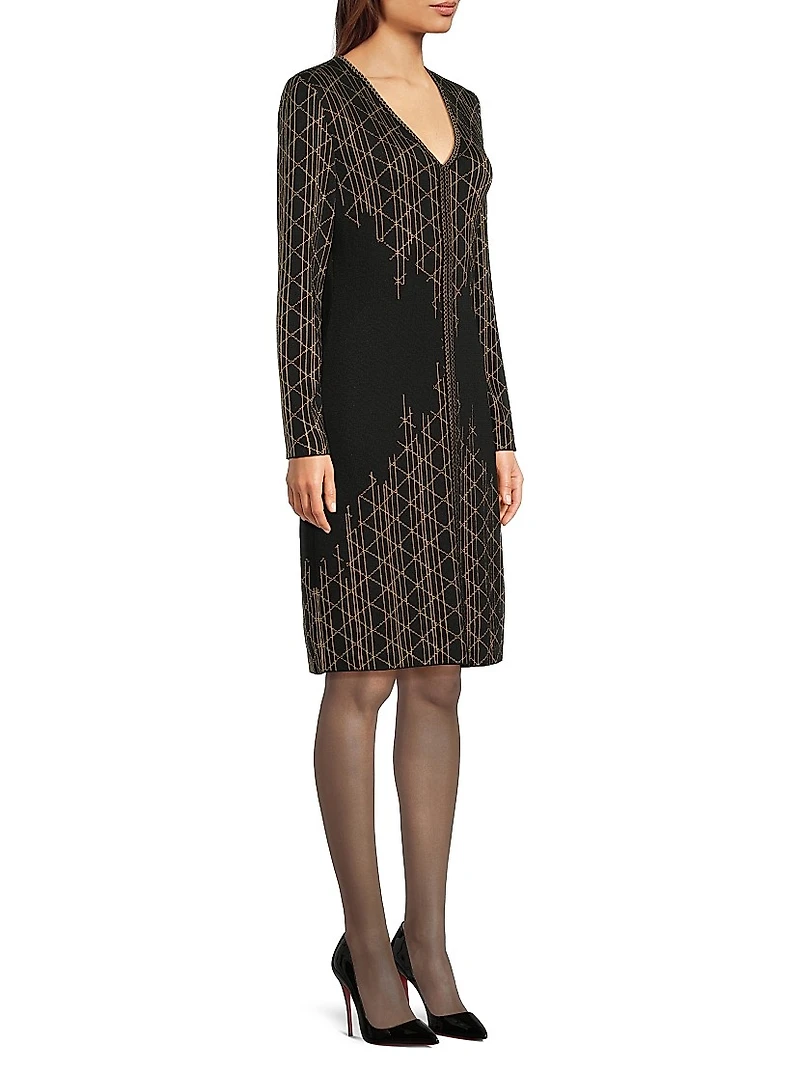 Missy Lurex-Knit Sheath Knee-Length Dress