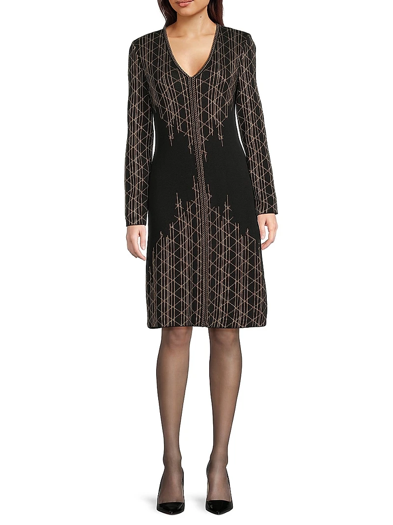 Missy Lurex-Knit Sheath Knee-Length Dress