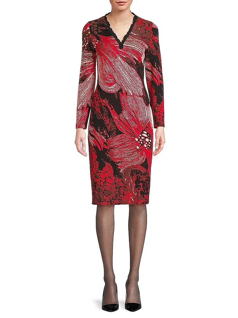Missy Floral Sheath Knee-Length Dress