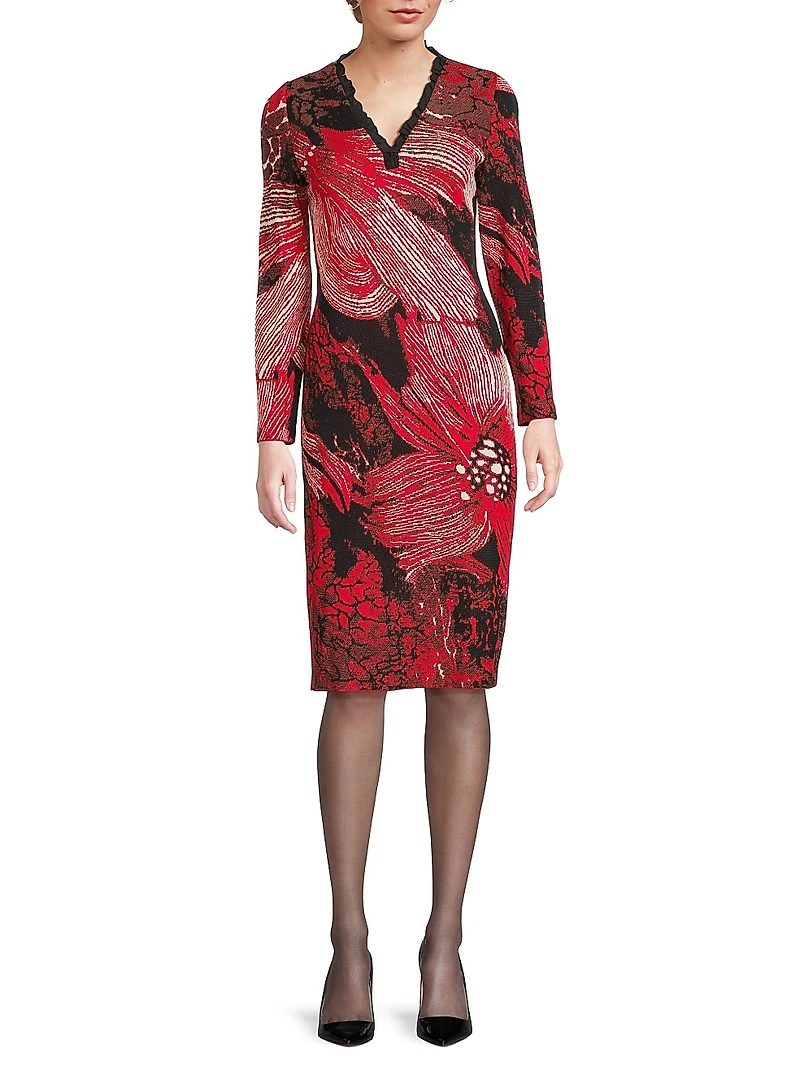 Missy Floral Sheath Knee-Length Dress