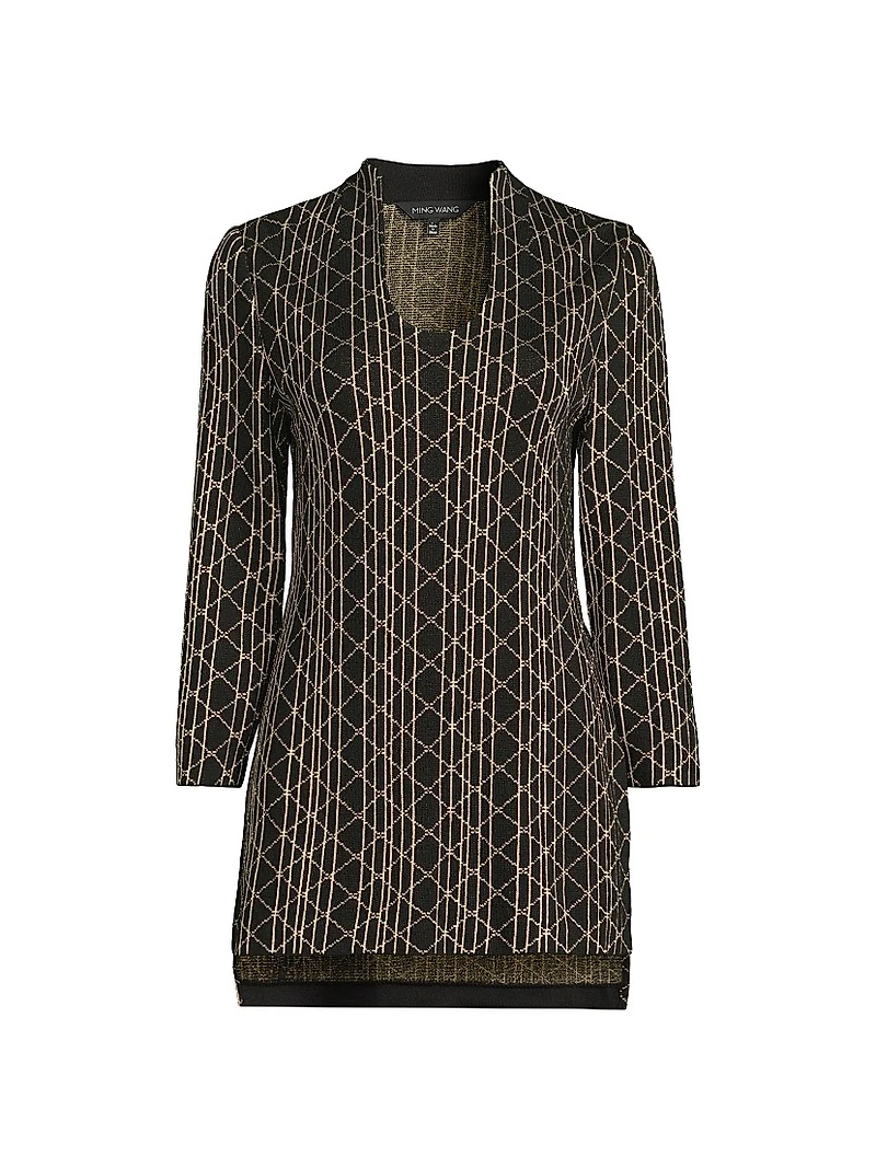 Missy Geometric Lurex-Knit Tunic