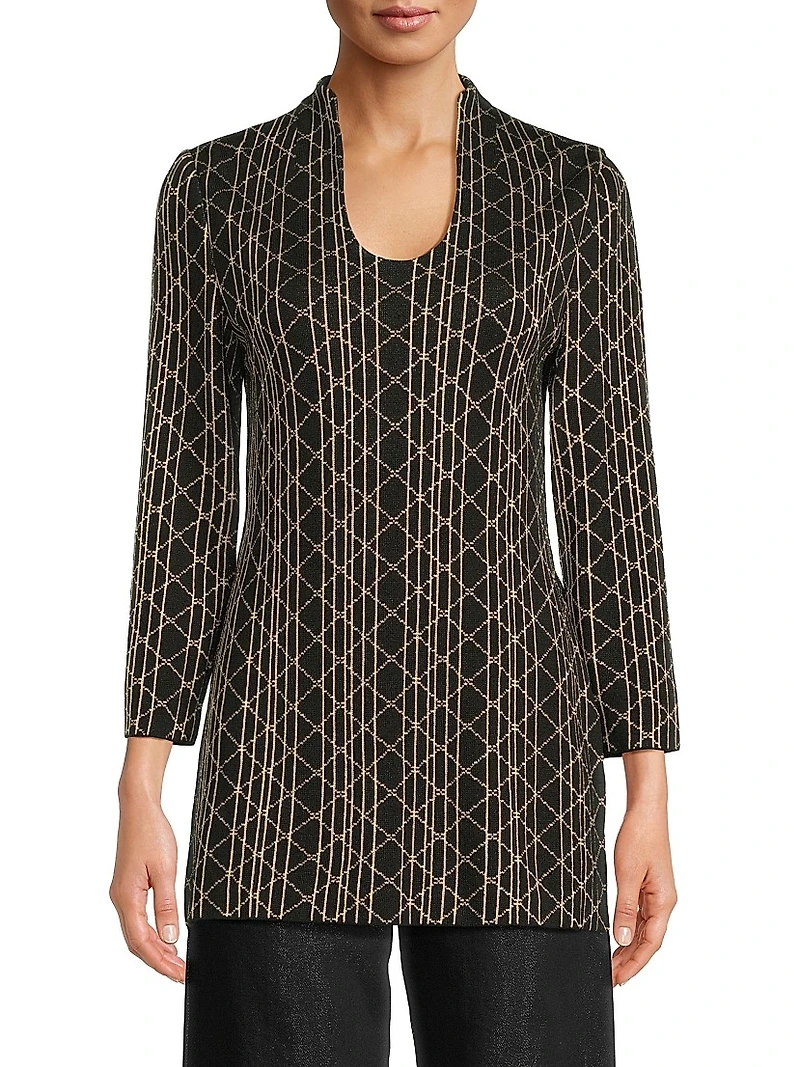Missy Geometric Lurex-Knit Tunic