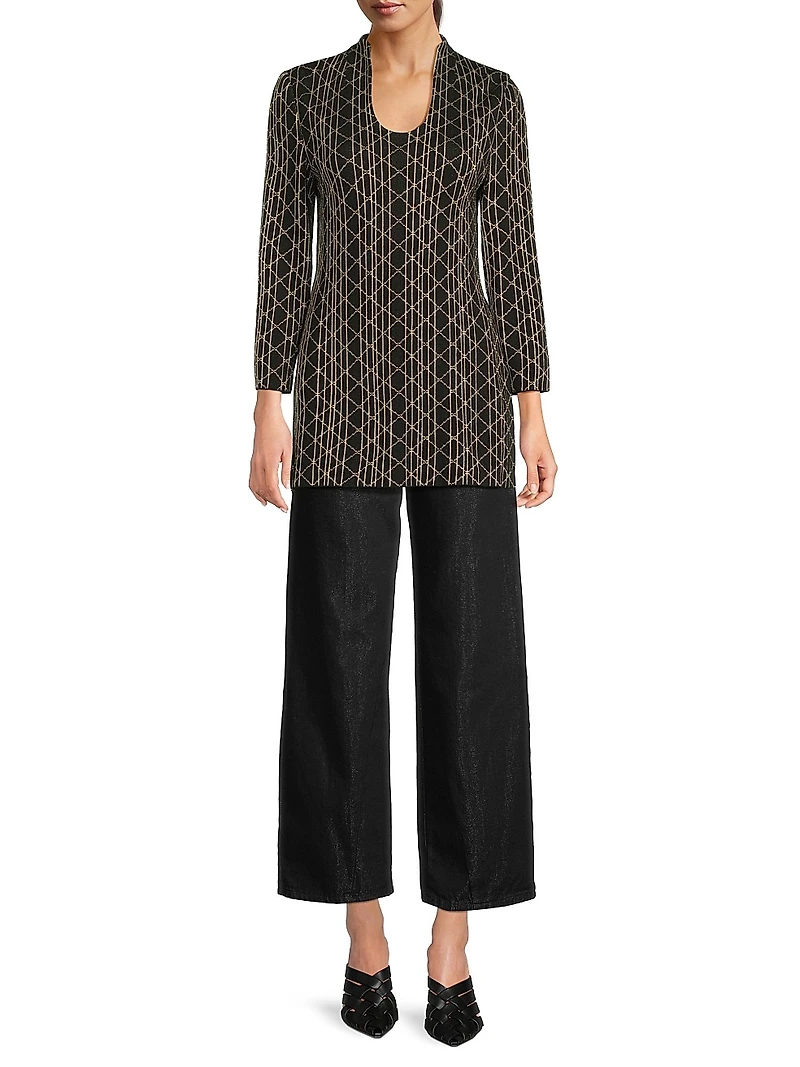 Missy Geometric Lurex-Knit Tunic