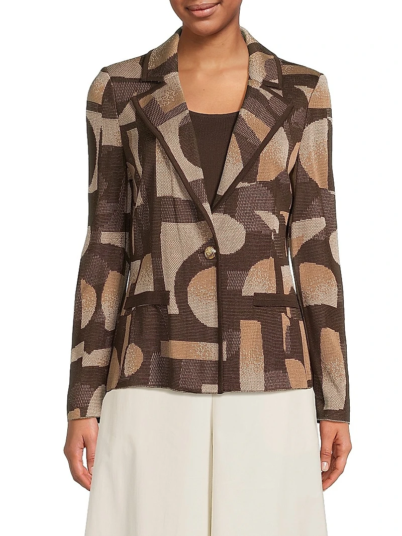 Missy Geometric Jacquard Blazer