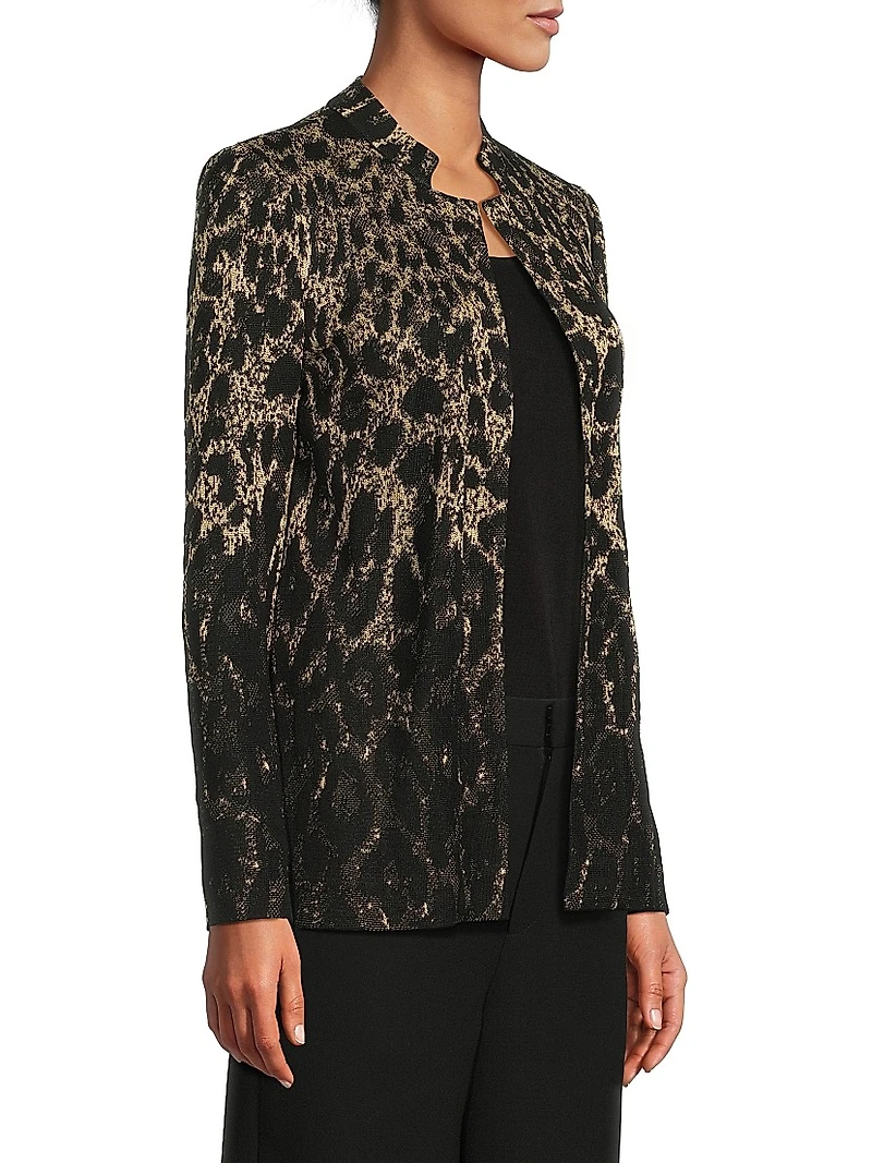 Missy Leopard-Print Lurex-Knit Jacket
