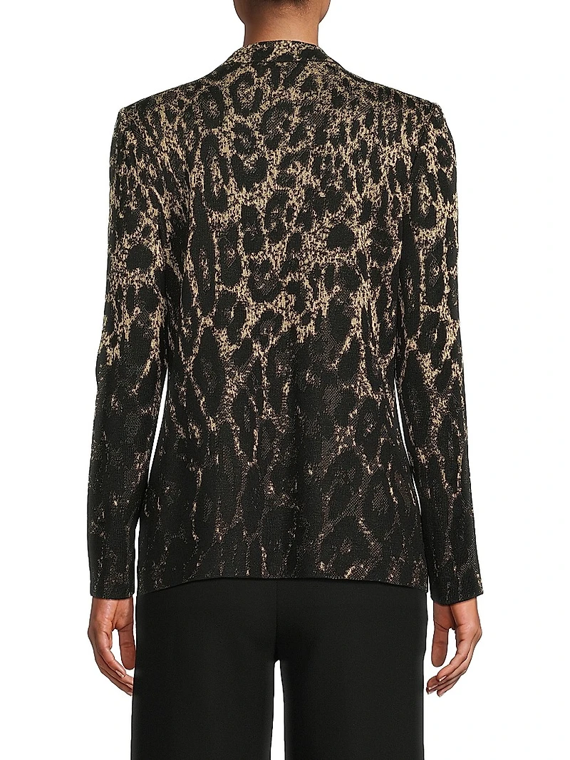 Missy Leopard-Print Lurex-Knit Jacket