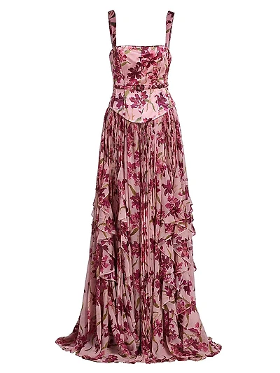 Leema Trailing Hibiscus Gown