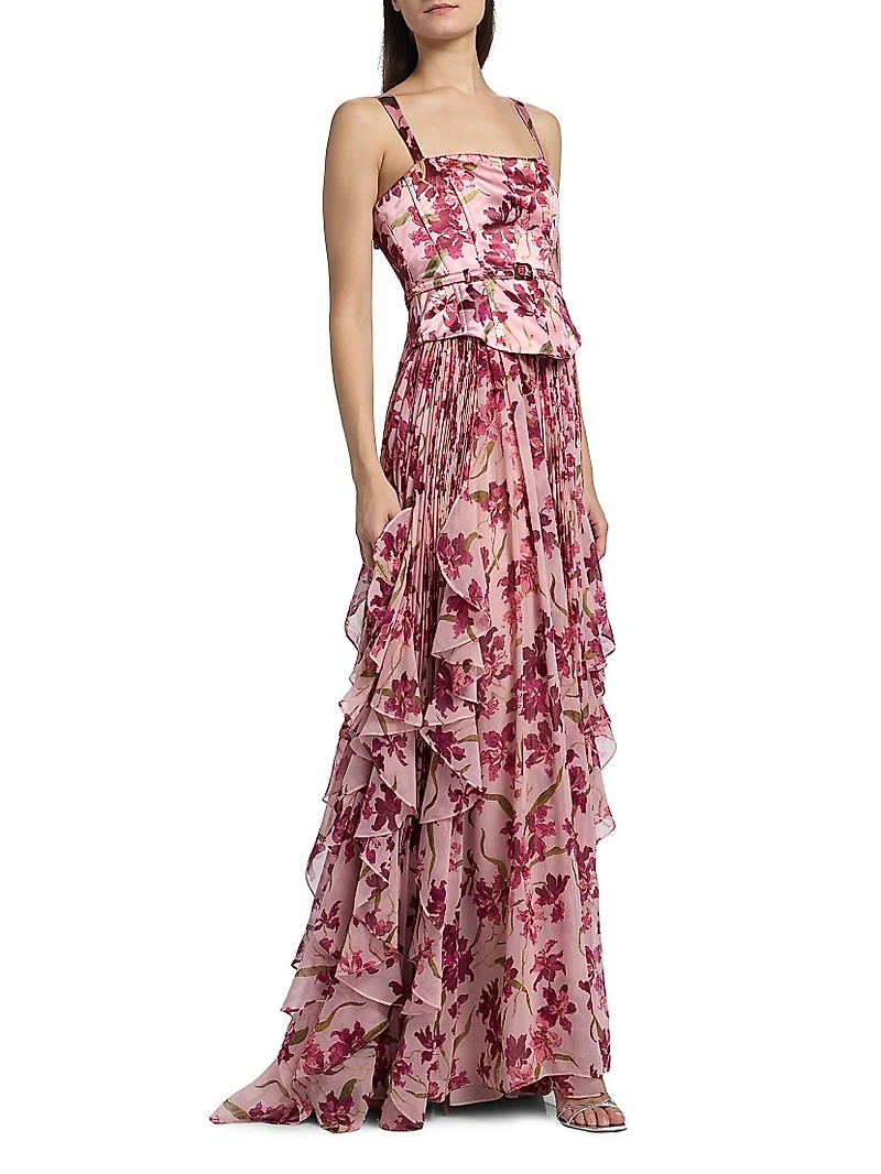 Leema Trailing Hibiscus Gown