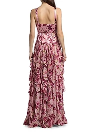 Leema Trailing Hibiscus Gown