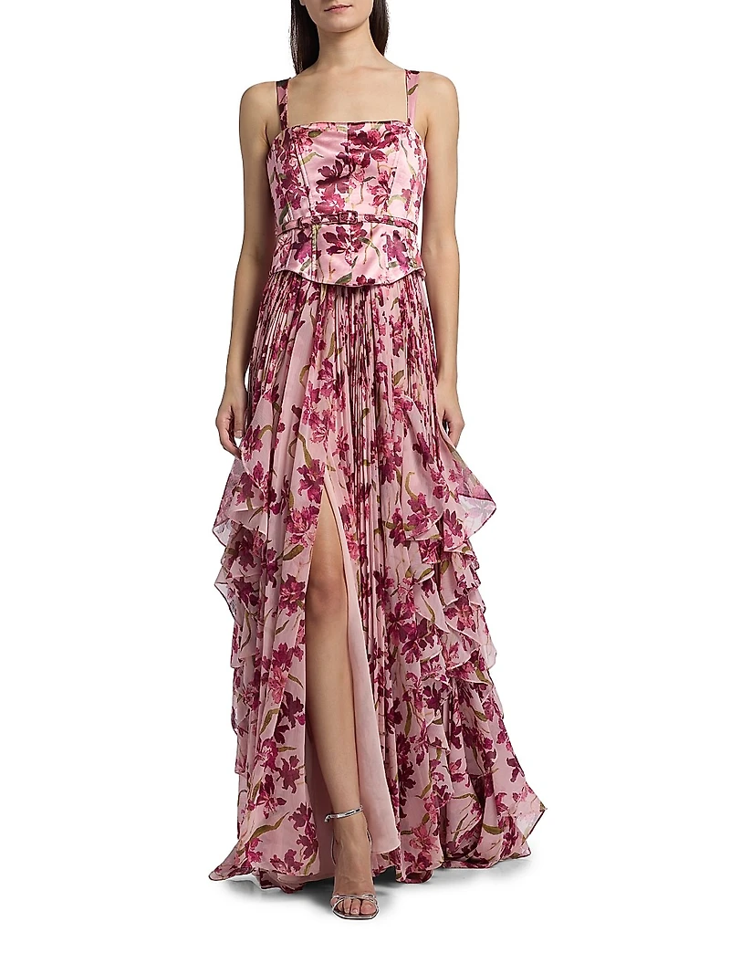 Leema Trailing Hibiscus Gown
