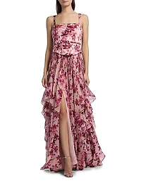 Leema Trailing Hibiscus Gown