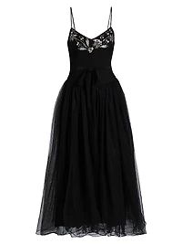 Freddie Embroidered Tulle Midi-Dress