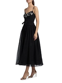 Freddie Embroidered Tulle Midi-Dress