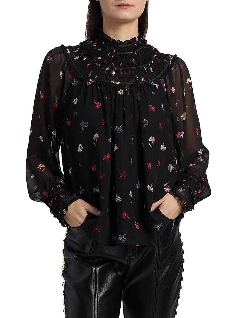 Leopold Tumbling Carnations Long-Sleeve Top