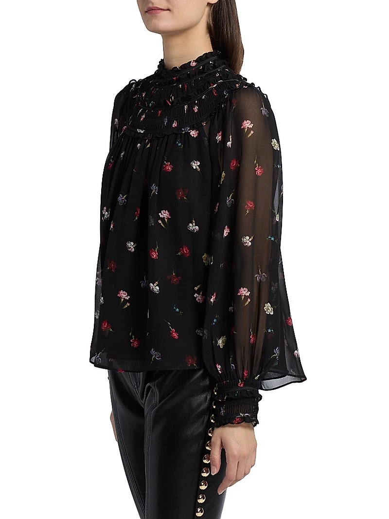 Leopold Tumbling Carnations Long-Sleeve Top