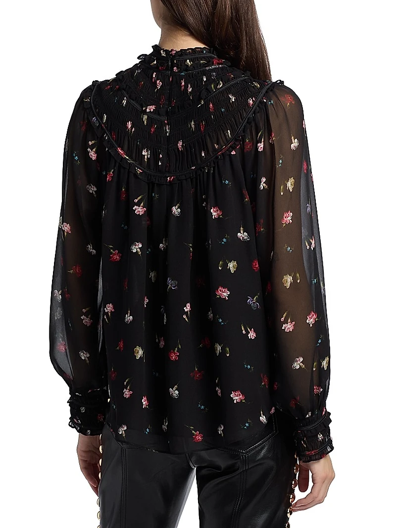 Leopold Tumbling Carnations Long-Sleeve Top