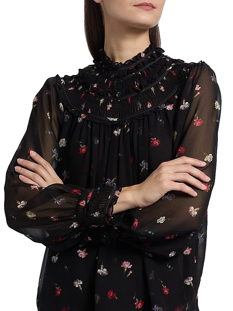 Leopold Tumbling Carnations Long-Sleeve Top