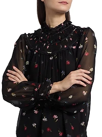 Leopold Tumbling Carnations Long-Sleeve Top