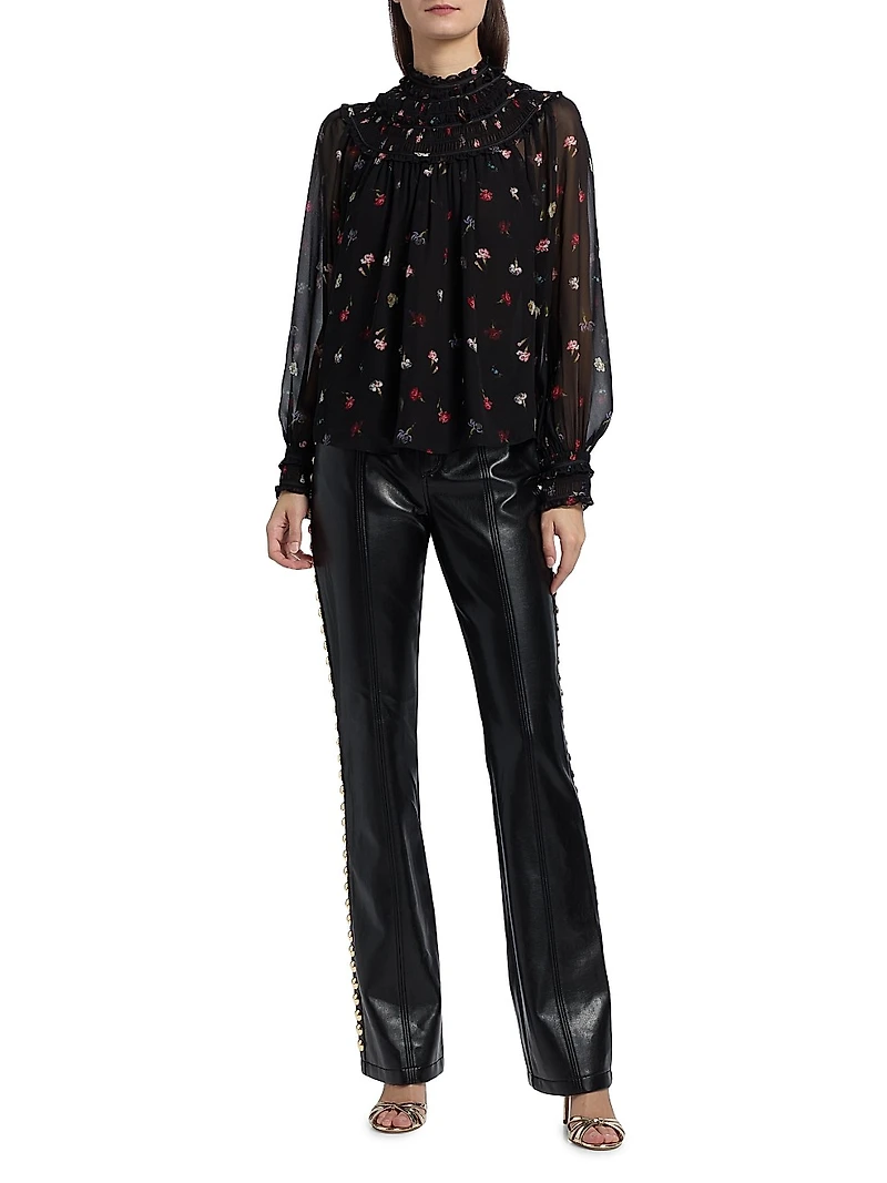 Leopold Tumbling Carnations Long-Sleeve Top