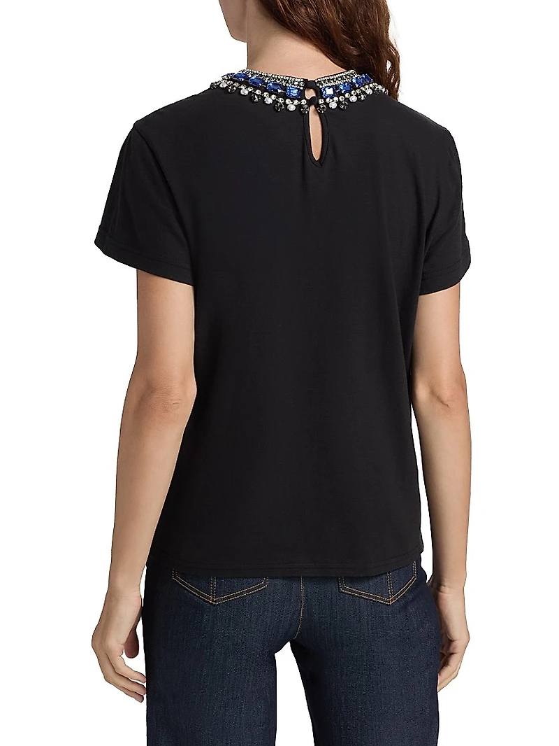 Danielle Crystal-Embellished Cotton T-Shirt