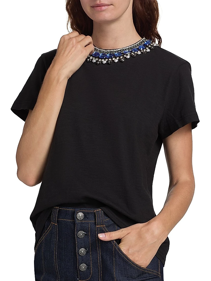 Danielle Crystal-Embellished Cotton T-Shirt