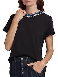 Danielle Crystal-Embellished Cotton T-Shirt