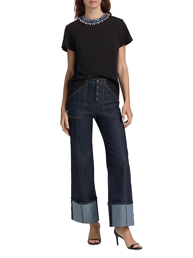 Danielle Crystal-Embellished Cotton T-Shirt