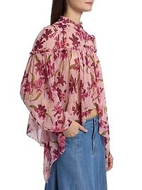 Danny Trailing Hibiscus Ruffled High-Low Top