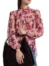 Danny Trailing Hibiscus Ruffled High-Low Top