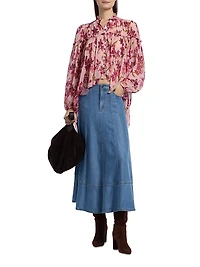 Danny Trailing Hibiscus Ruffled High-Low Top