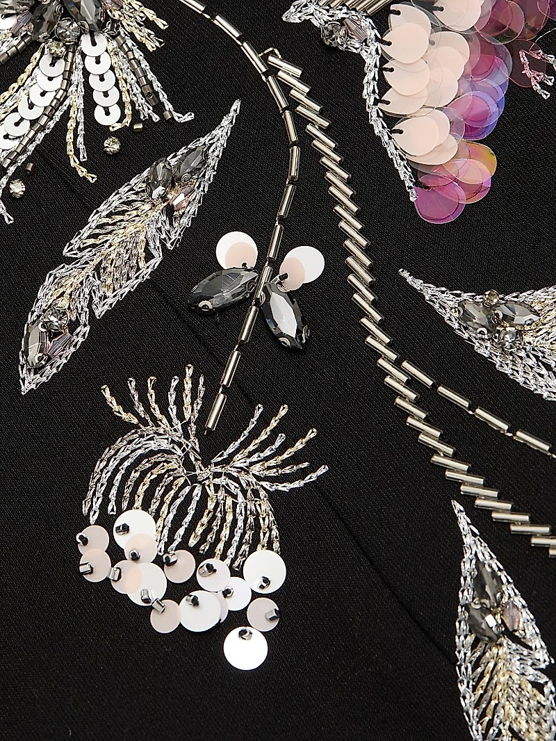 Floral Embellished Strapless Midi-Dress