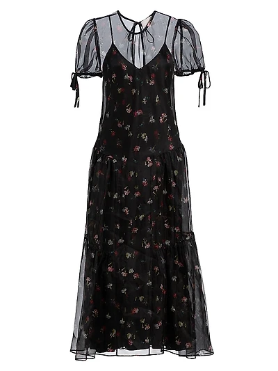 Kaida Floral Silk Midi-Dress