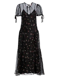 Kaida Floral Silk Midi-Dress