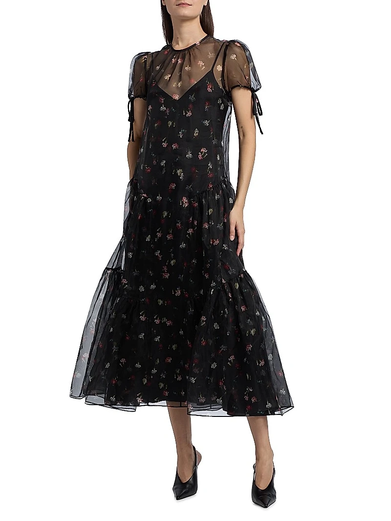 Kaida Floral Silk Midi-Dress