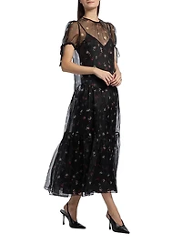 Kaida Floral Silk Midi-Dress
