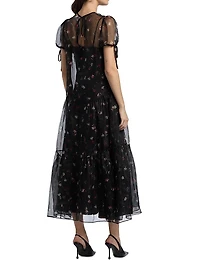 Kaida Floral Silk Midi-Dress