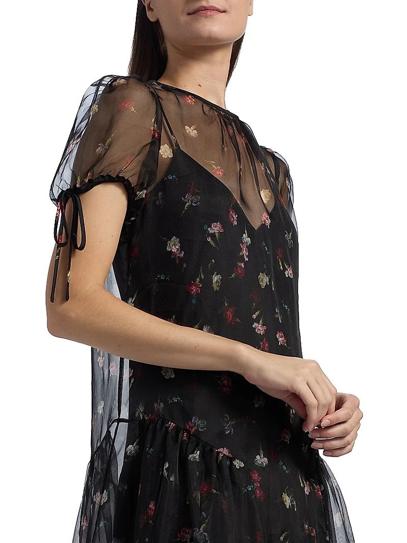 Kaida Floral Silk Midi-Dress