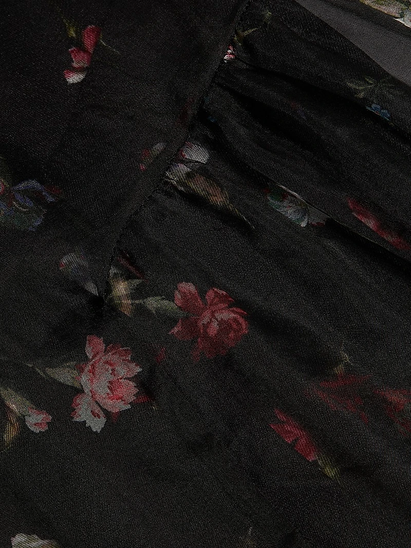 Kaida Floral Silk Midi-Dress