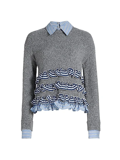 Leina Ruffled Shirt Sweater
