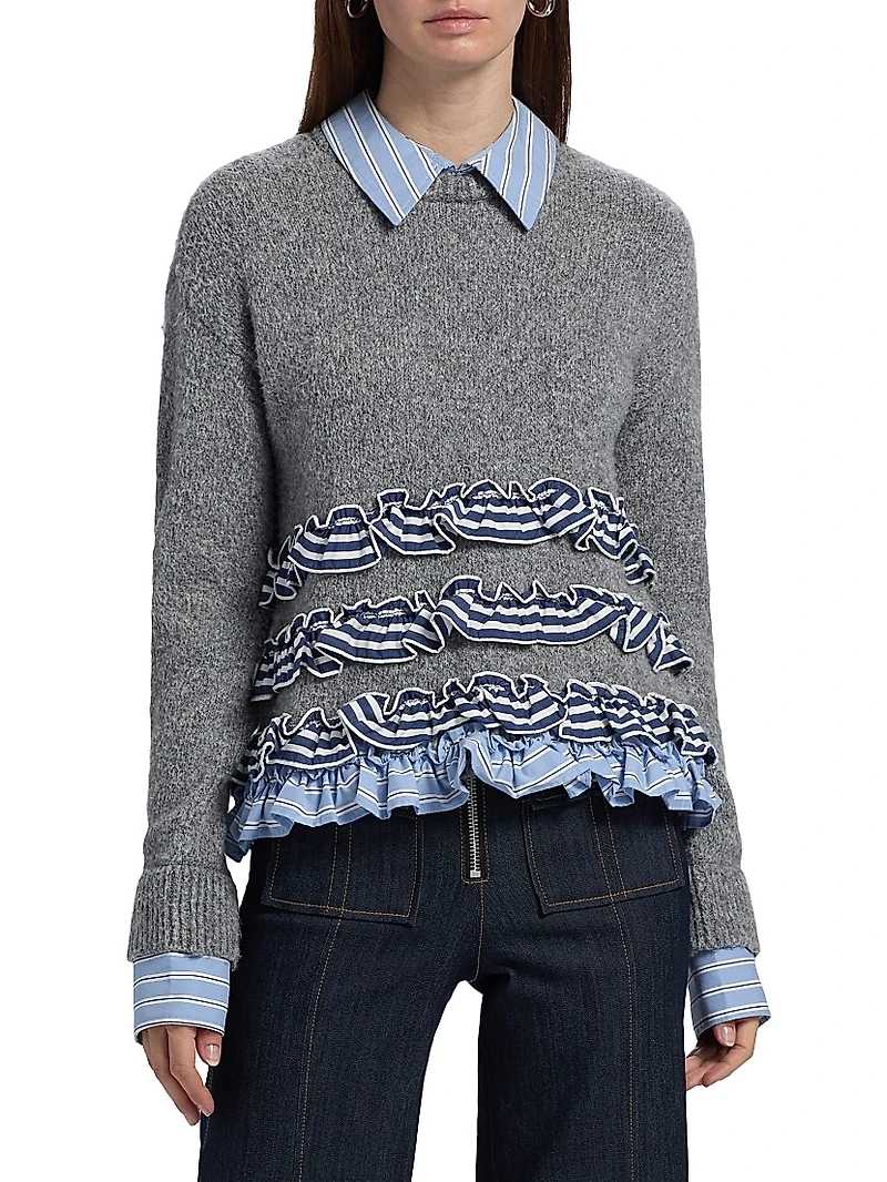 Leina Ruffled Shirt Sweater