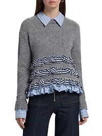 Leina Ruffled Shirt Sweater