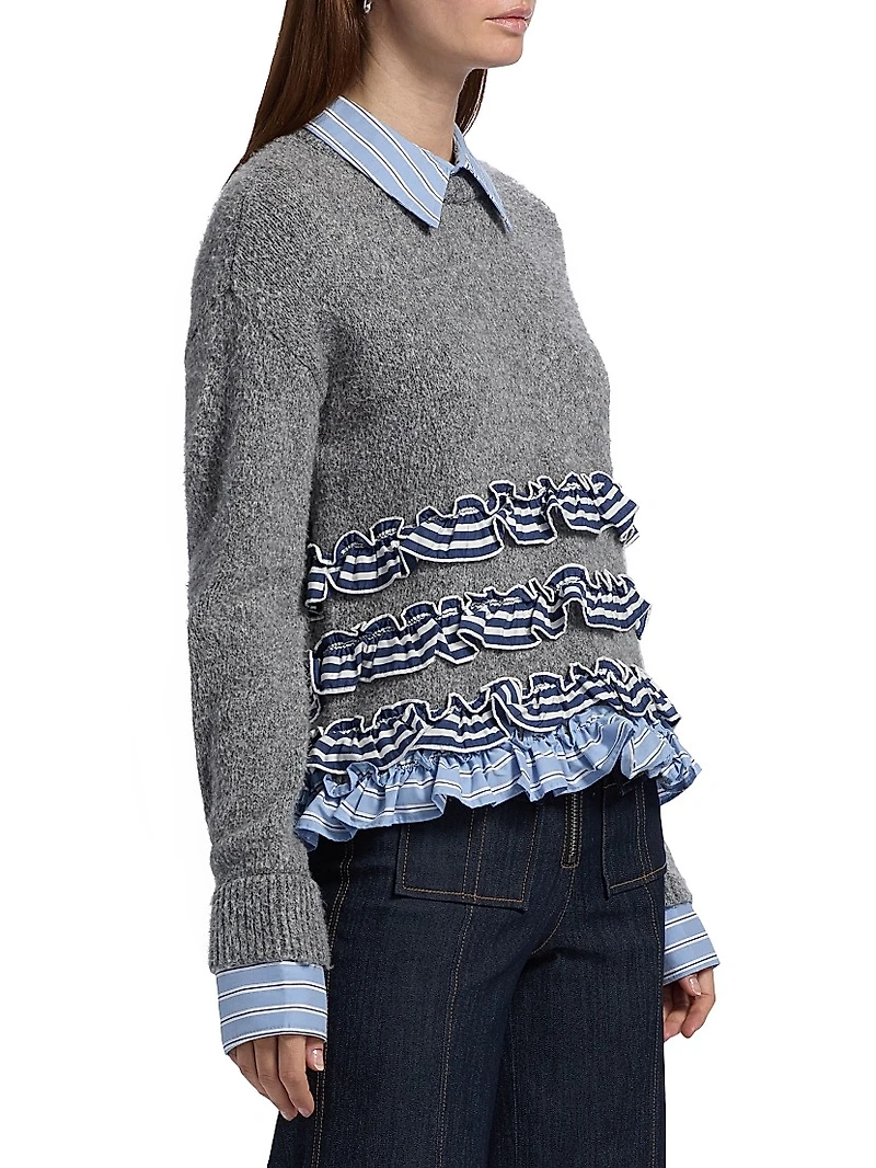 Leina Ruffled Shirt Sweater