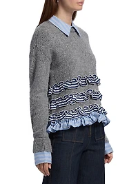 Leina Ruffled Shirt Sweater