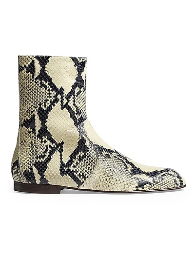 Colt Snake-Print Leather Ankle Boots