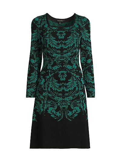 Missy Filigree Knit A-Line Knee-Length Dress