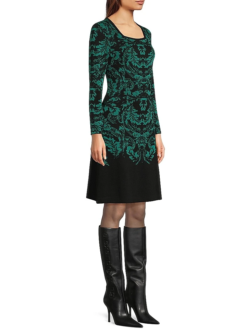 Missy Filigree Knit A-Line Knee-Length Dress