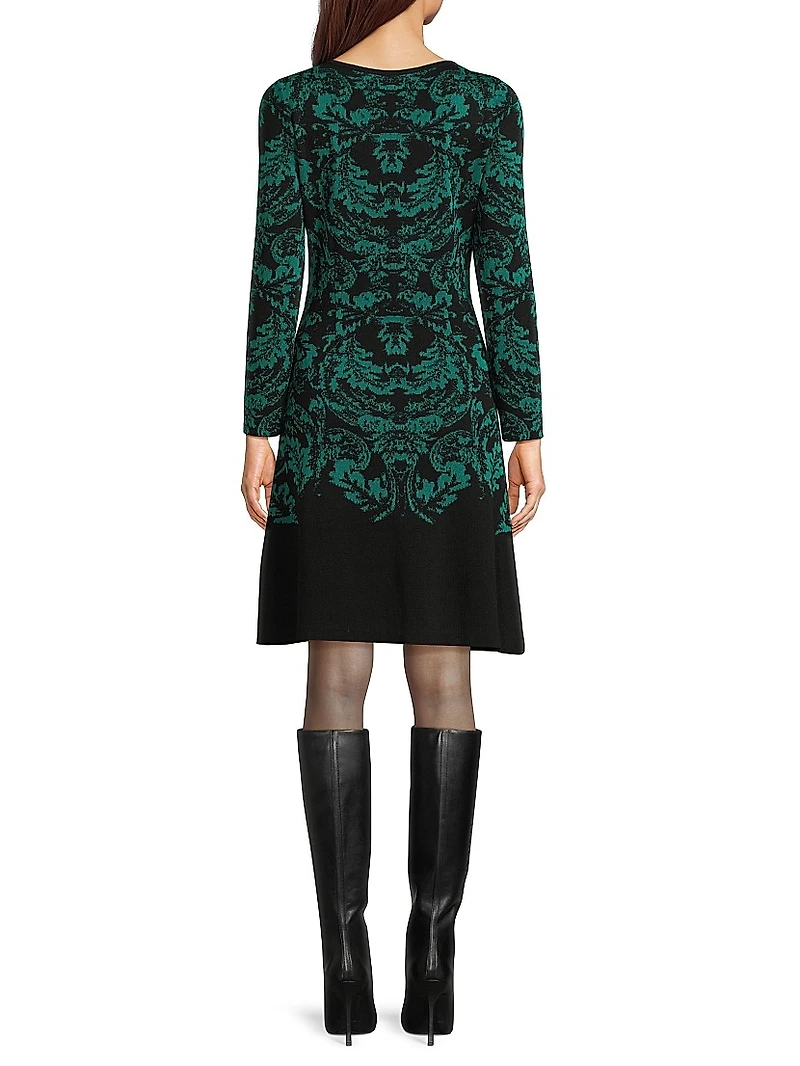 Missy Filigree Knit A-Line Knee-Length Dress