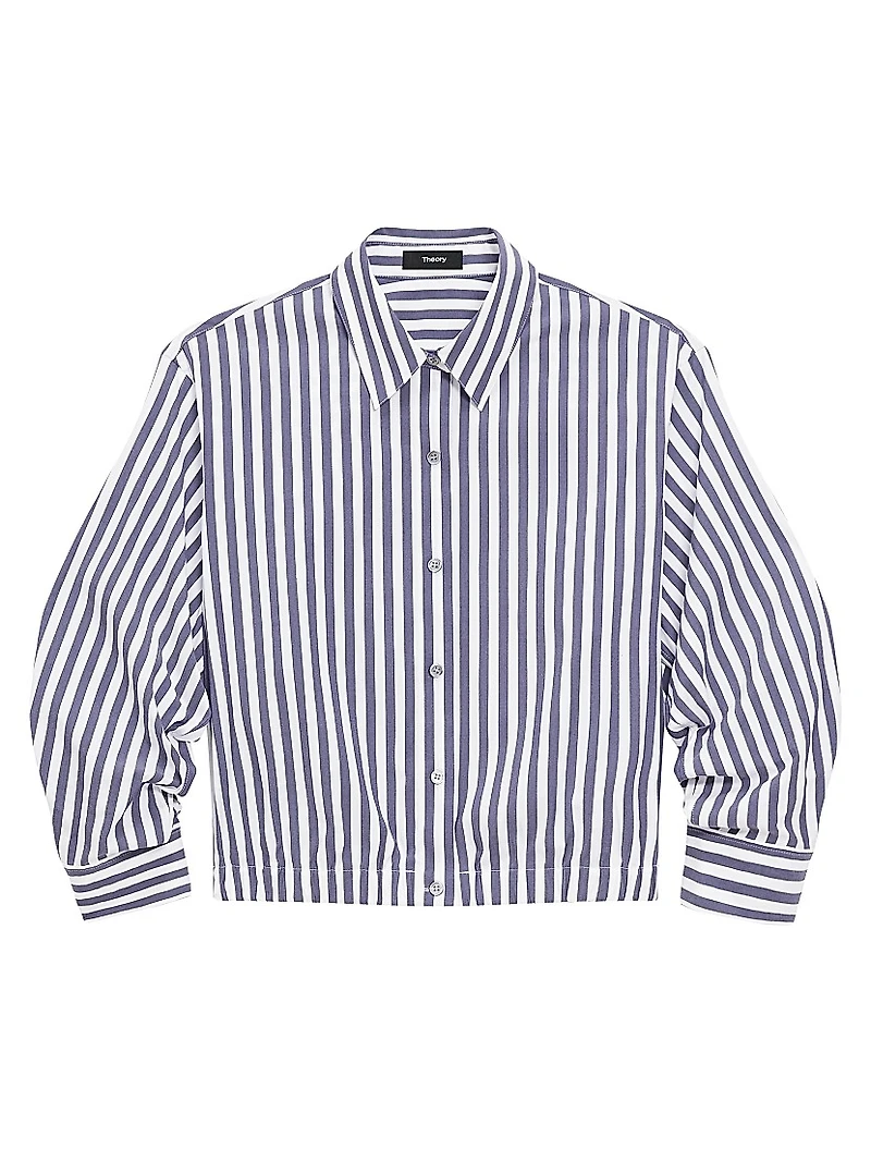 Striped Cotton-Blend Crop Shirt